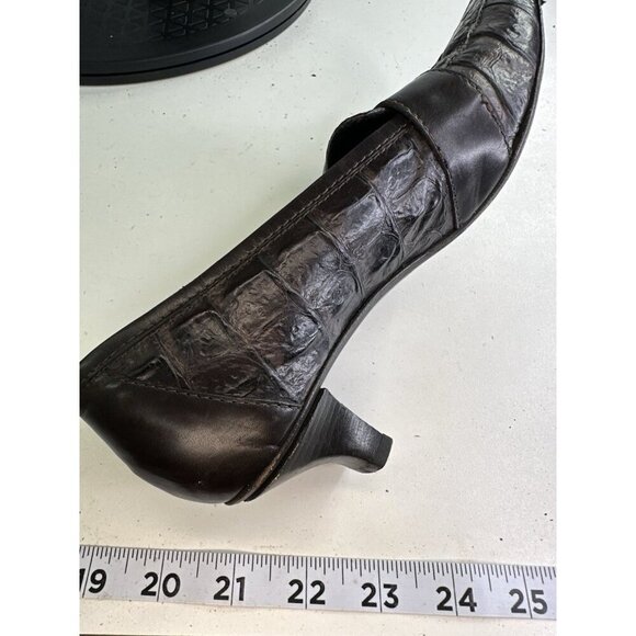Donald J Pliner Croc Embossed Kitten Heels Brown Sz 6.5 M - Picture 5 of 8